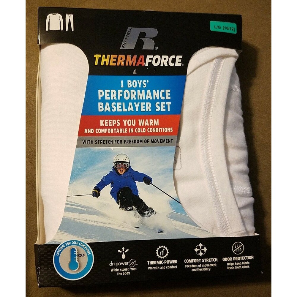 Russell Thermaforce Boy's Performance Baselayer Set  L XL  Arctic White